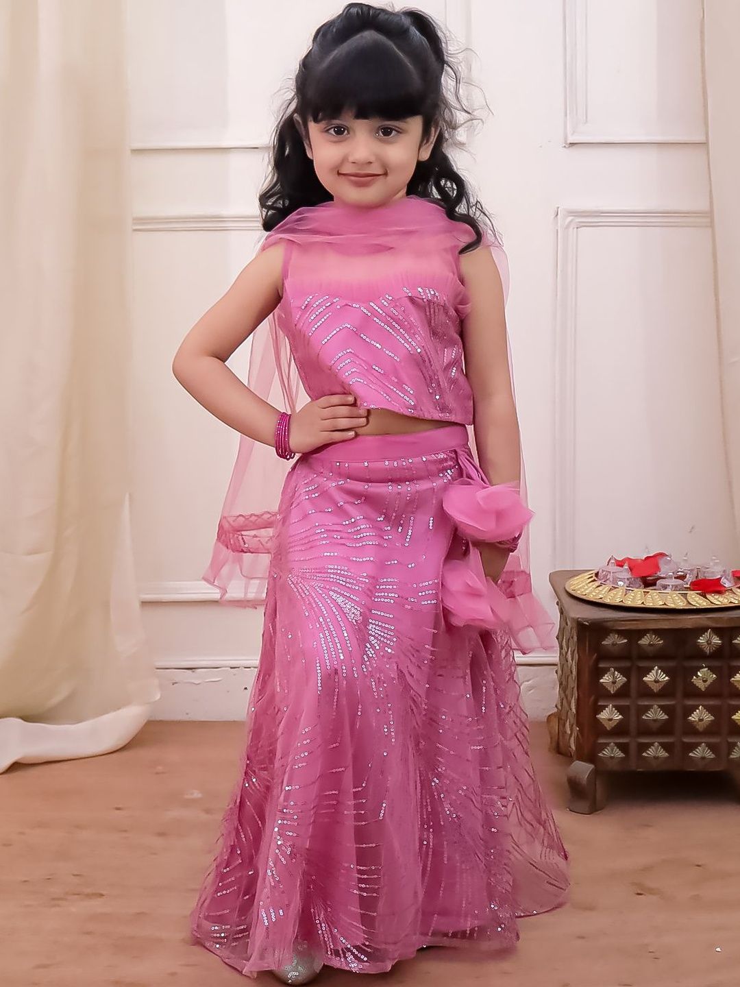 KID1 Girls Embellished Sequinned Ready to Wear Lehenga & Blouse With Dupatta-picture-52