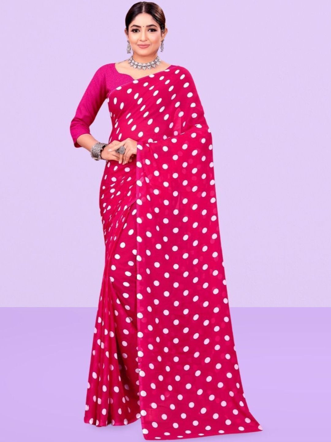 SZN Polka Dot Poly Georgette Saree-picture-10
