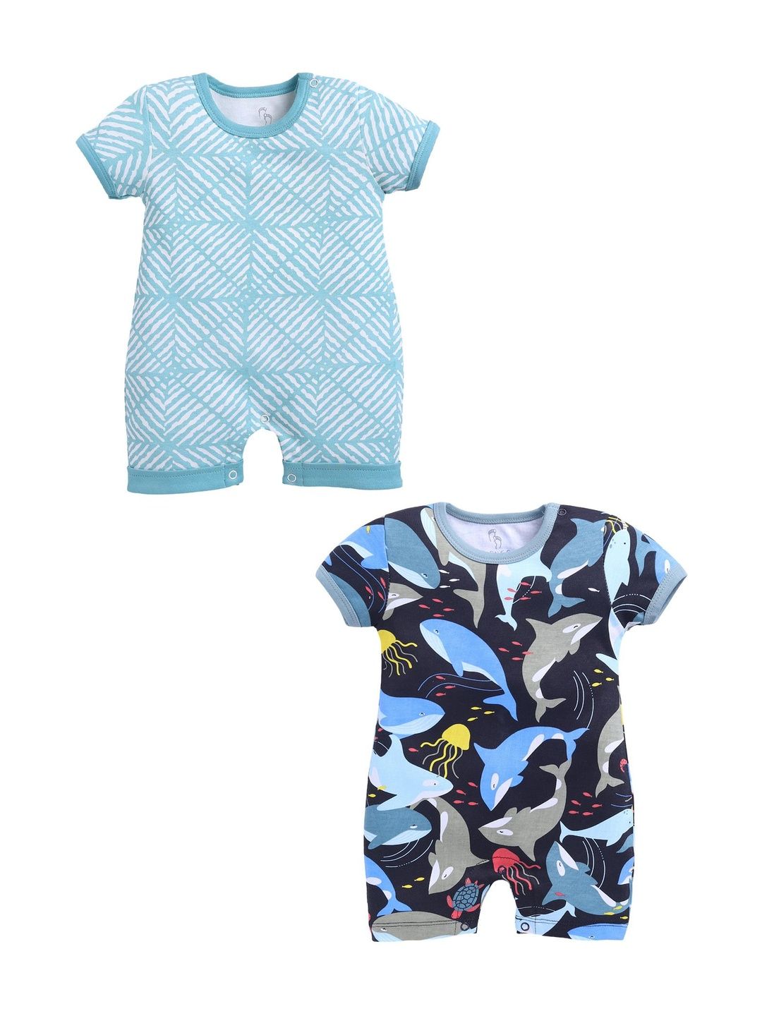 BABY GO Infants Boys Pack of 2 Printed Rompers-picture-35