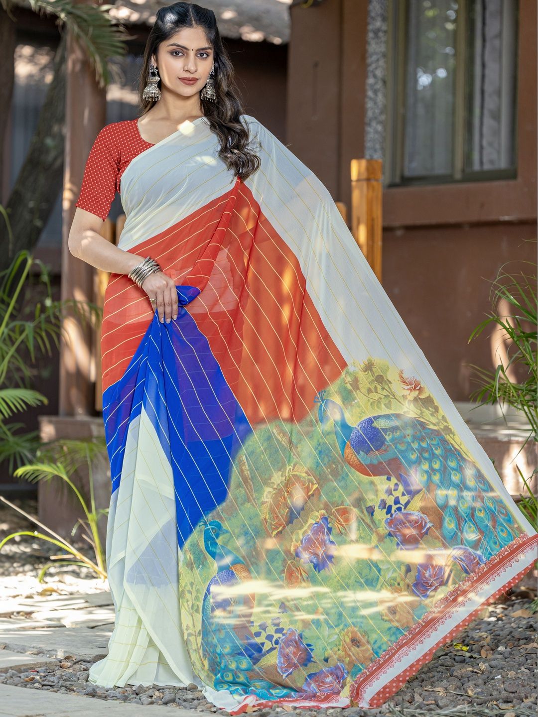 SZN Ethnic Motifs Poly Georgette Designer Saree-picture-14