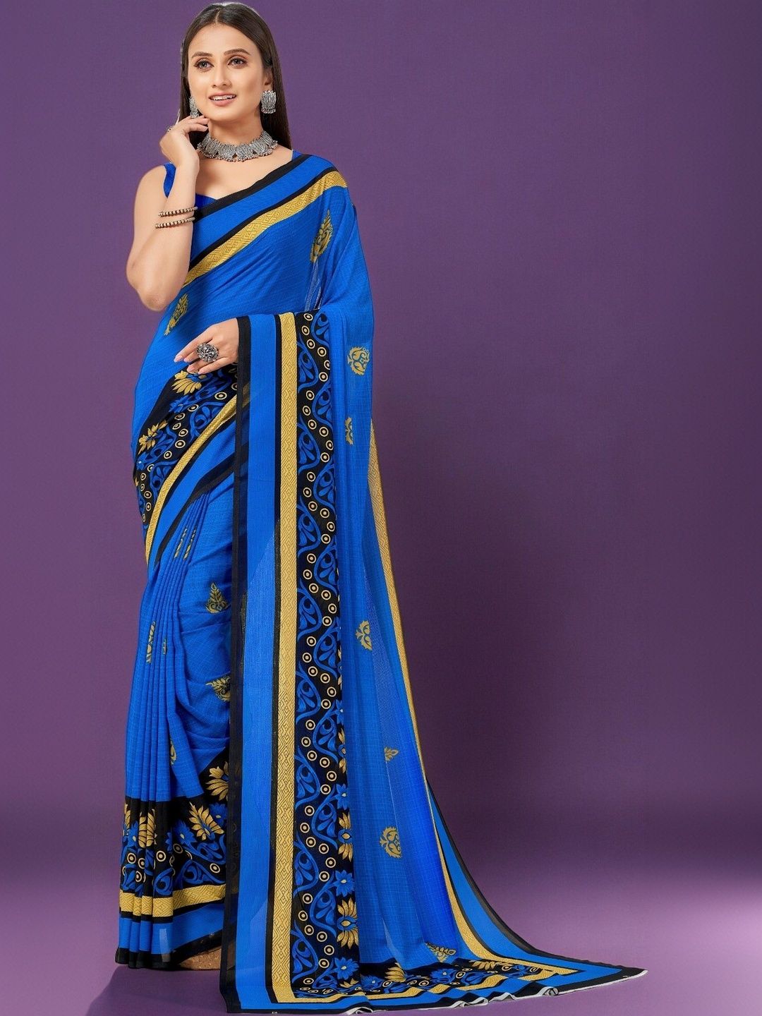 SZN Polka Dot Poly Georgette Saree-picture-29