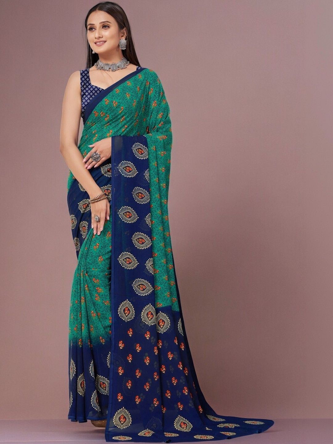 SZN Ethnic Motifs Poly Georgette Saree-picture-45