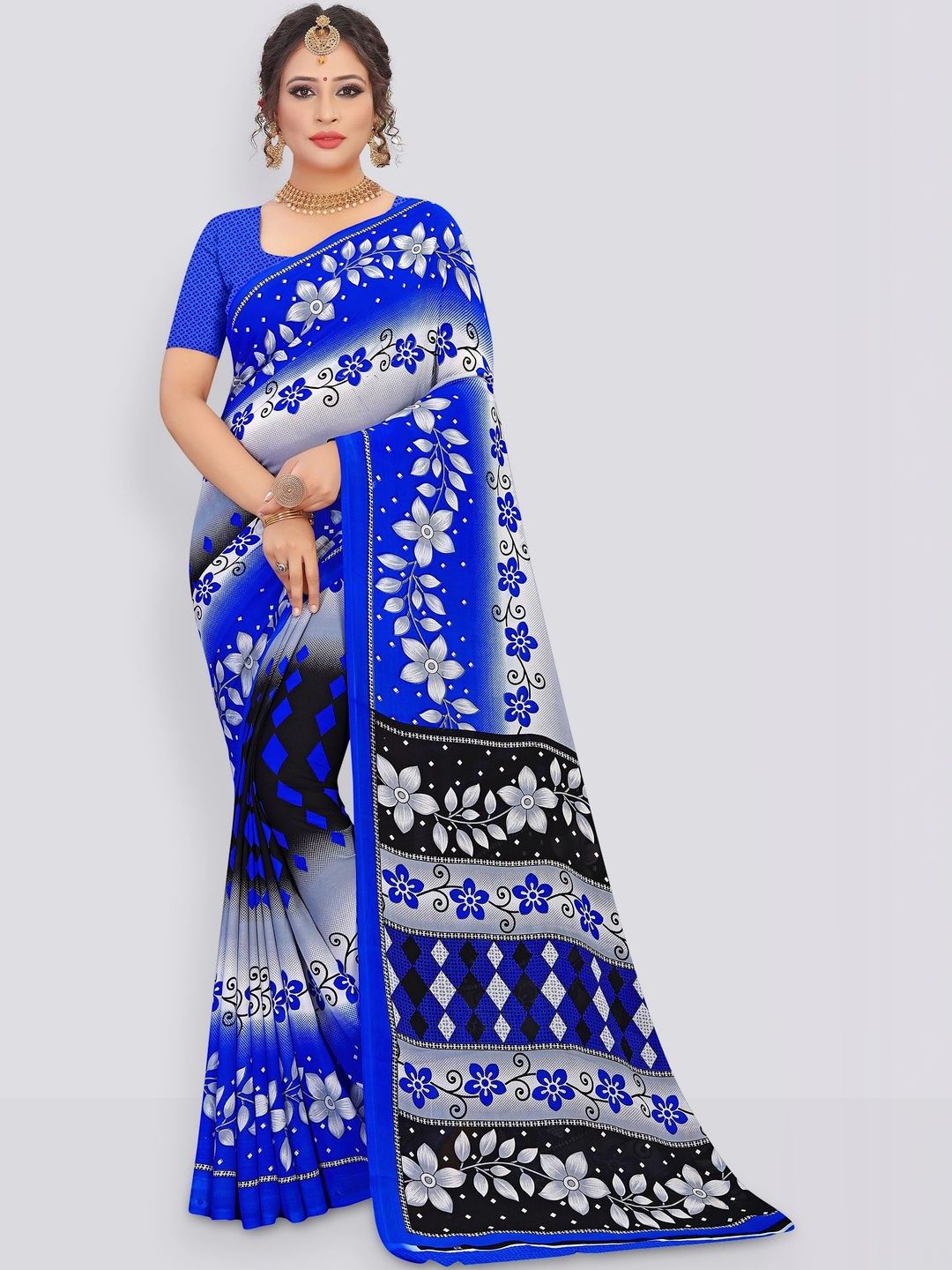 SZN Floral Poly Georgette Saree-picture-33