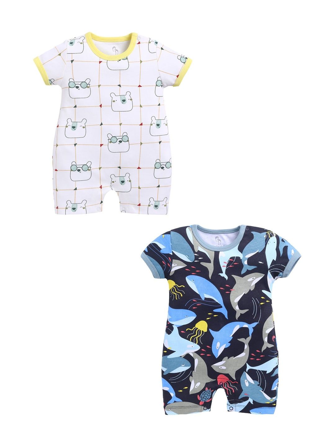 BABY GO Infants Boys Pack of 2 Printed Rompers-picture-17