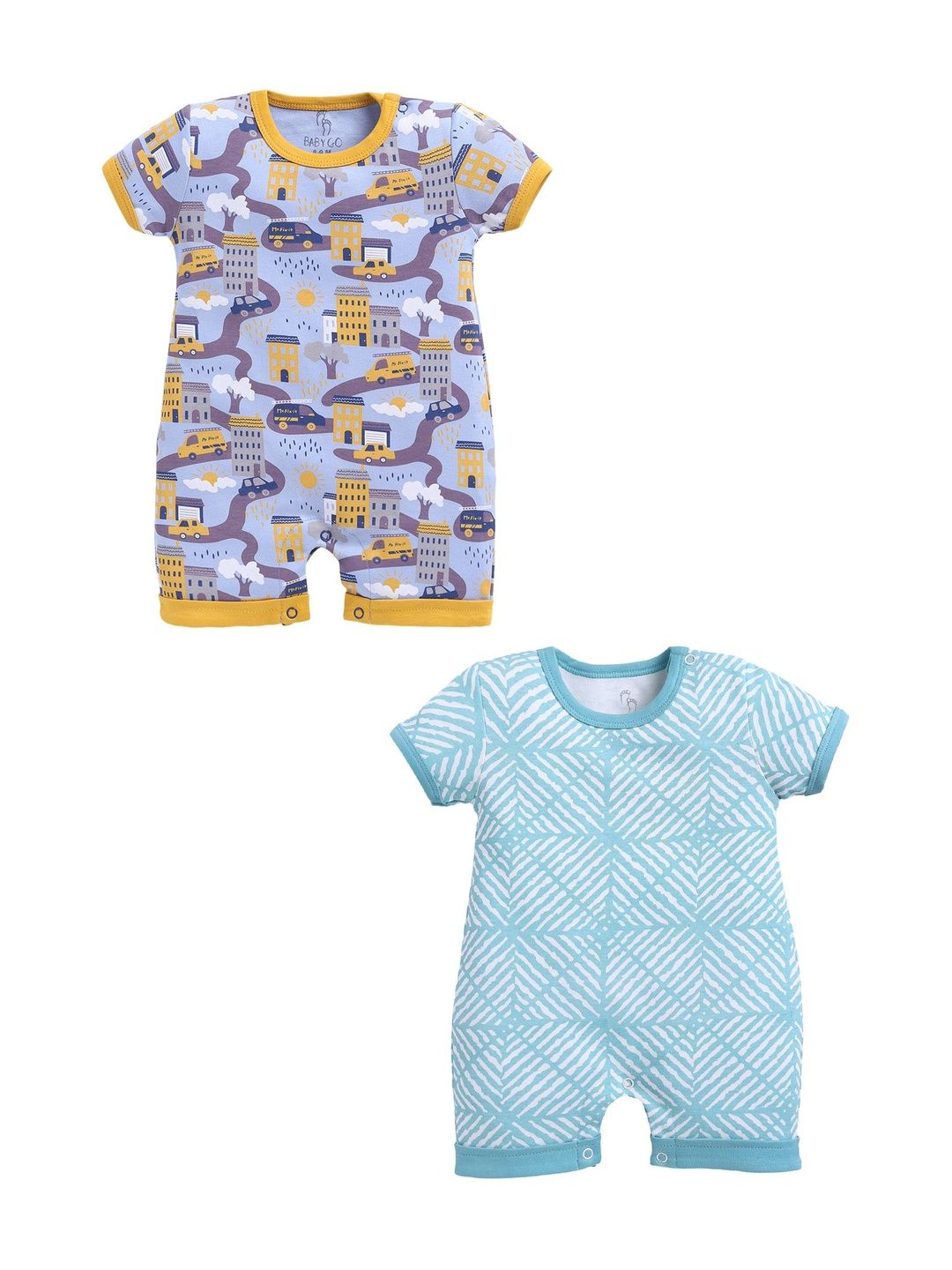 BABY GO Infants Boys Pack of 2 Printed Rompers-picture-47