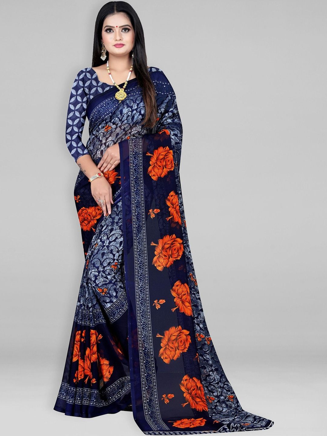SZN Floral Poly Georgette Saree-picture-20
