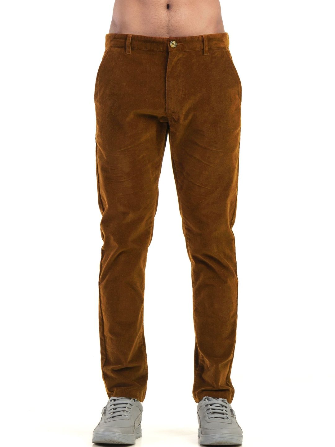 BELANO Men Smart Slim Fit Easy Wash Corduroy Trousers-picture-43