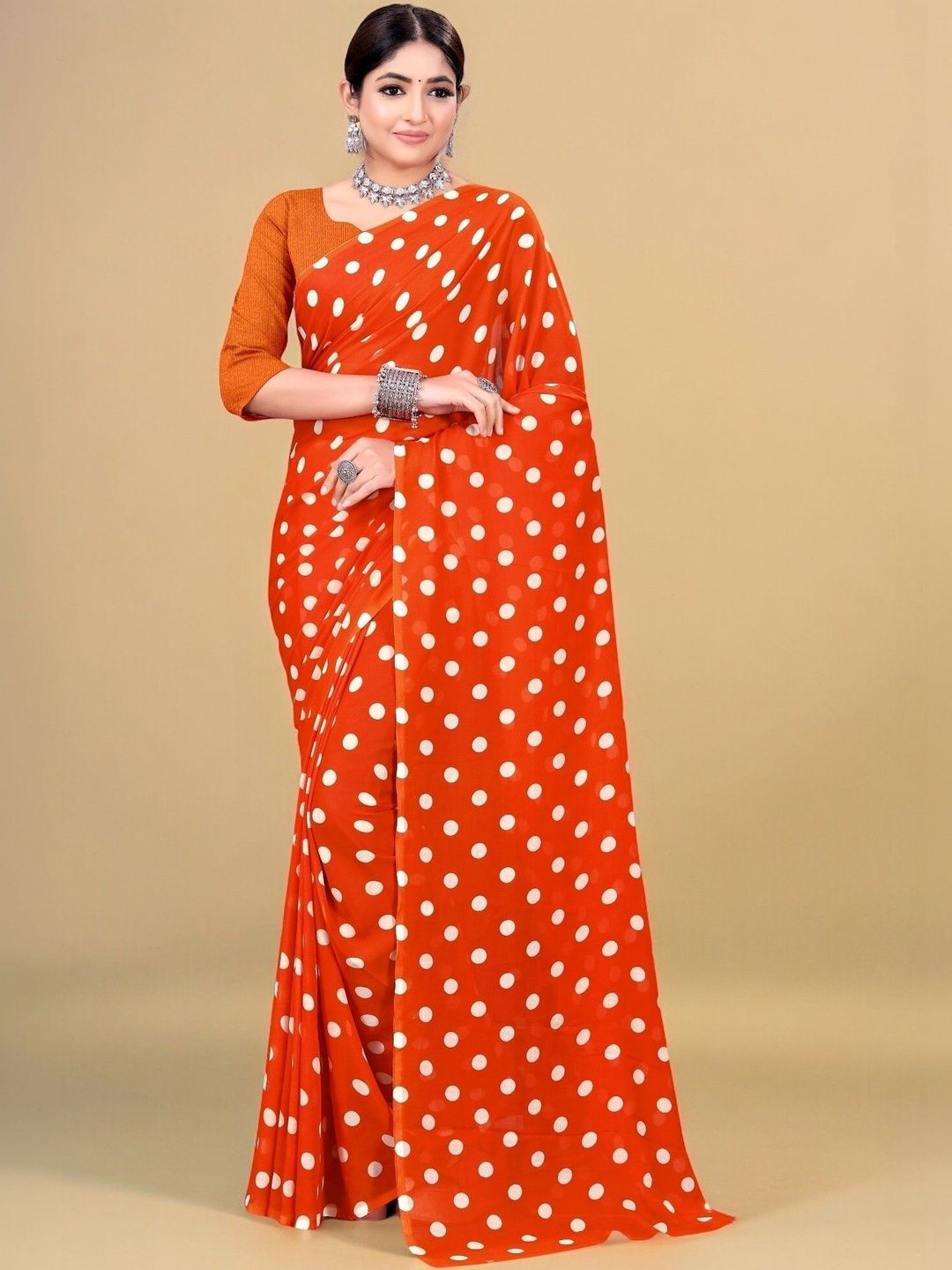 SZN Polka Dot Poly Georgette Saree-picture-23