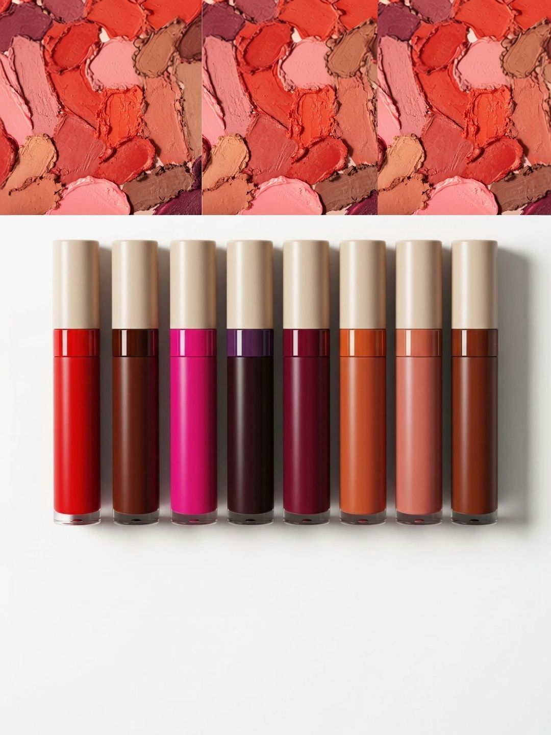 Wotsriab Set Of 8 Transfer Proof Matte Finish Liquid Lipstick - 1.5ml Each -Red - Nude