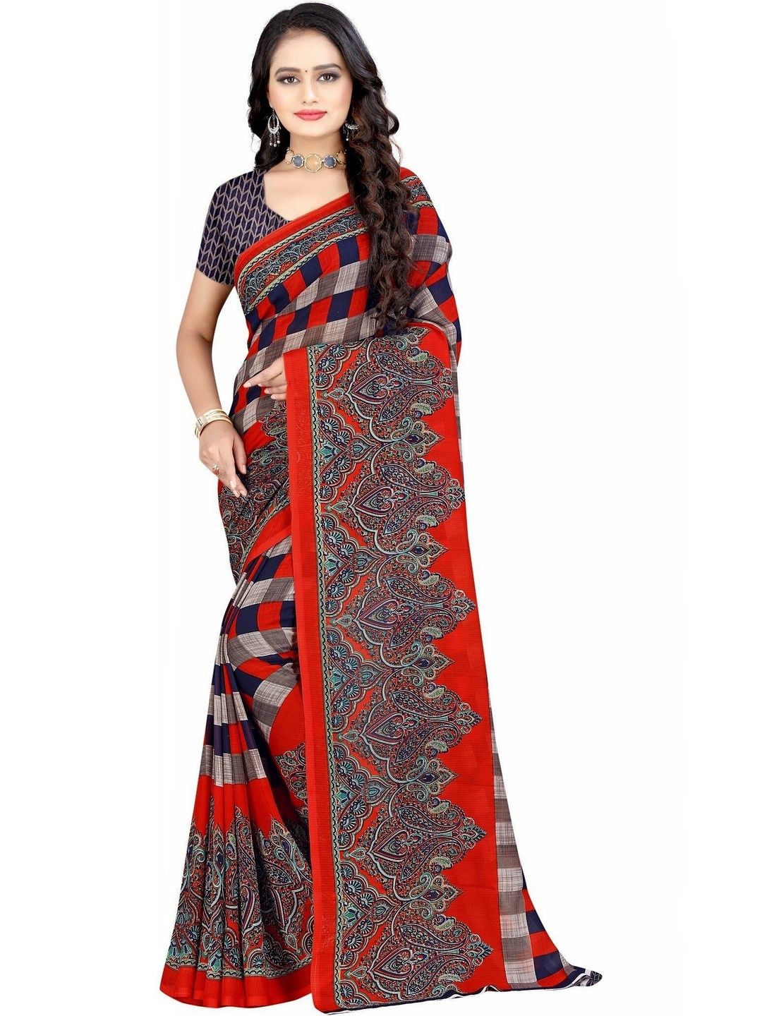 SZN Paisley Poly Georgette Saree-picture-10