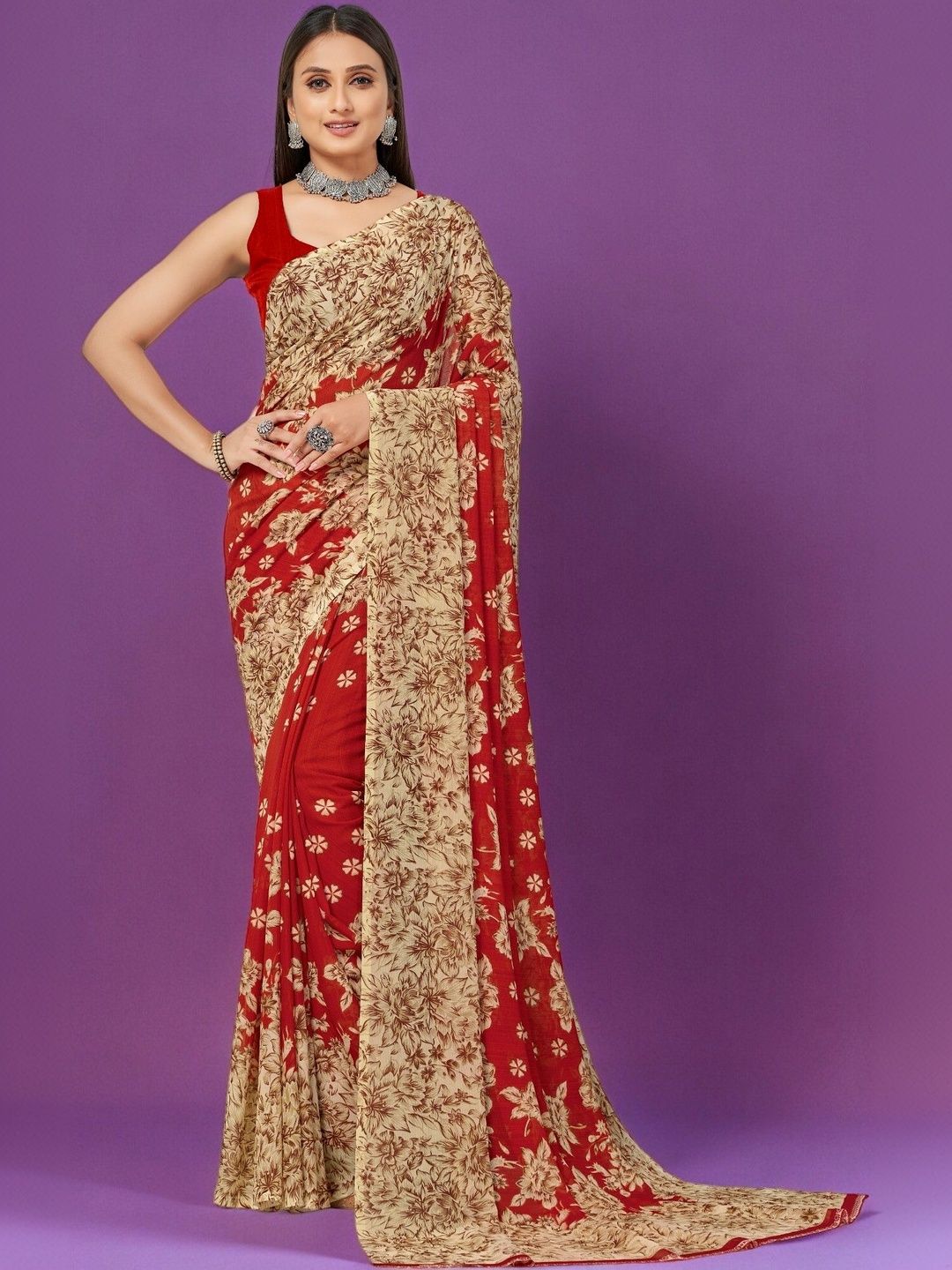 SZN Floral Poly Georgette Saree-picture-31