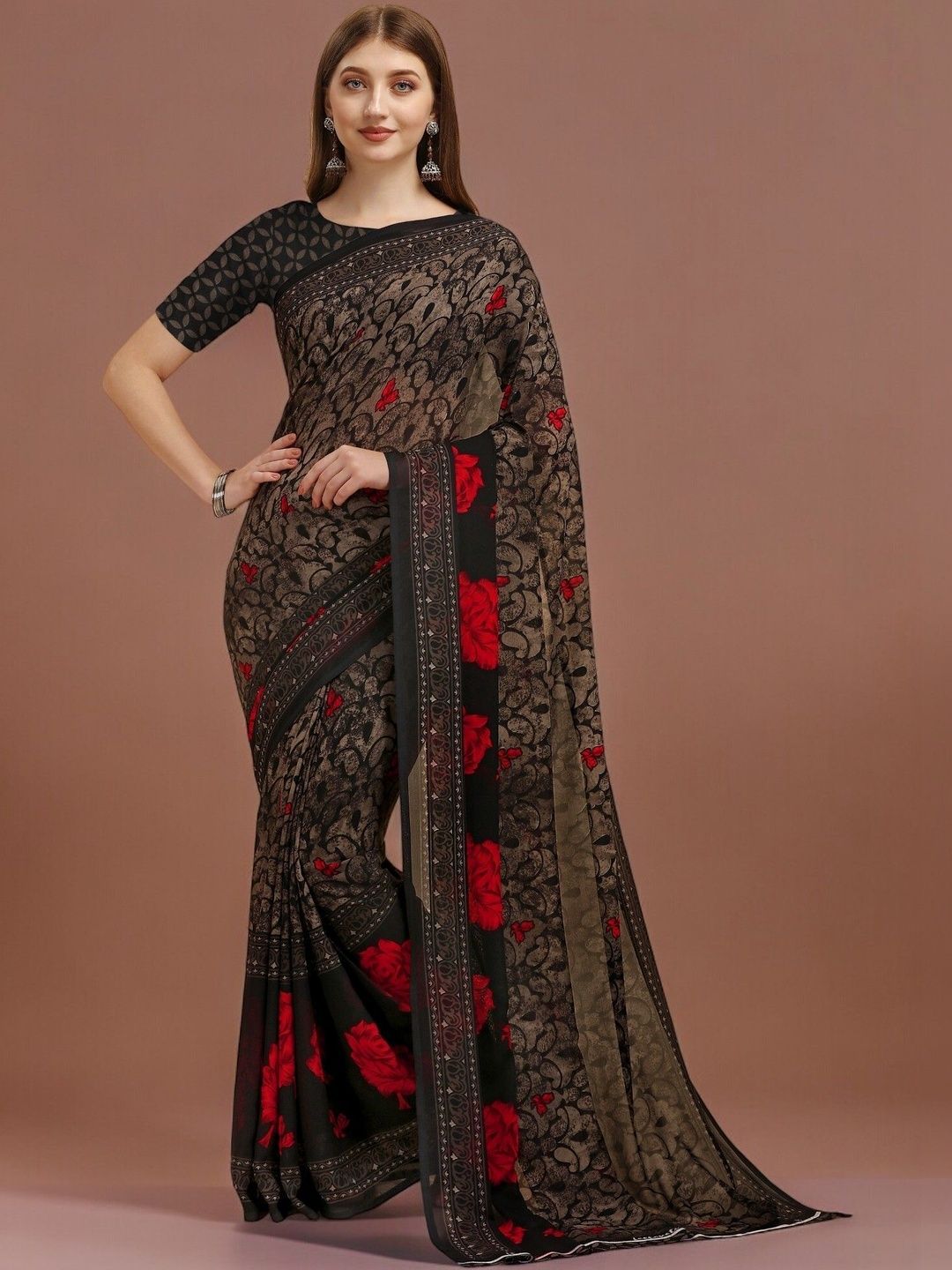 SZN Floral Poly Georgette Saree-picture-32