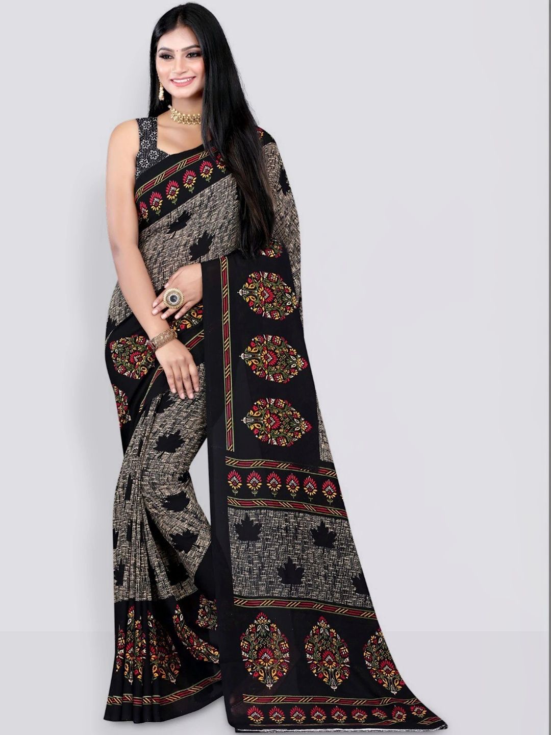 SZN Ethnic Motifs Poly Georgette Saree-picture-17