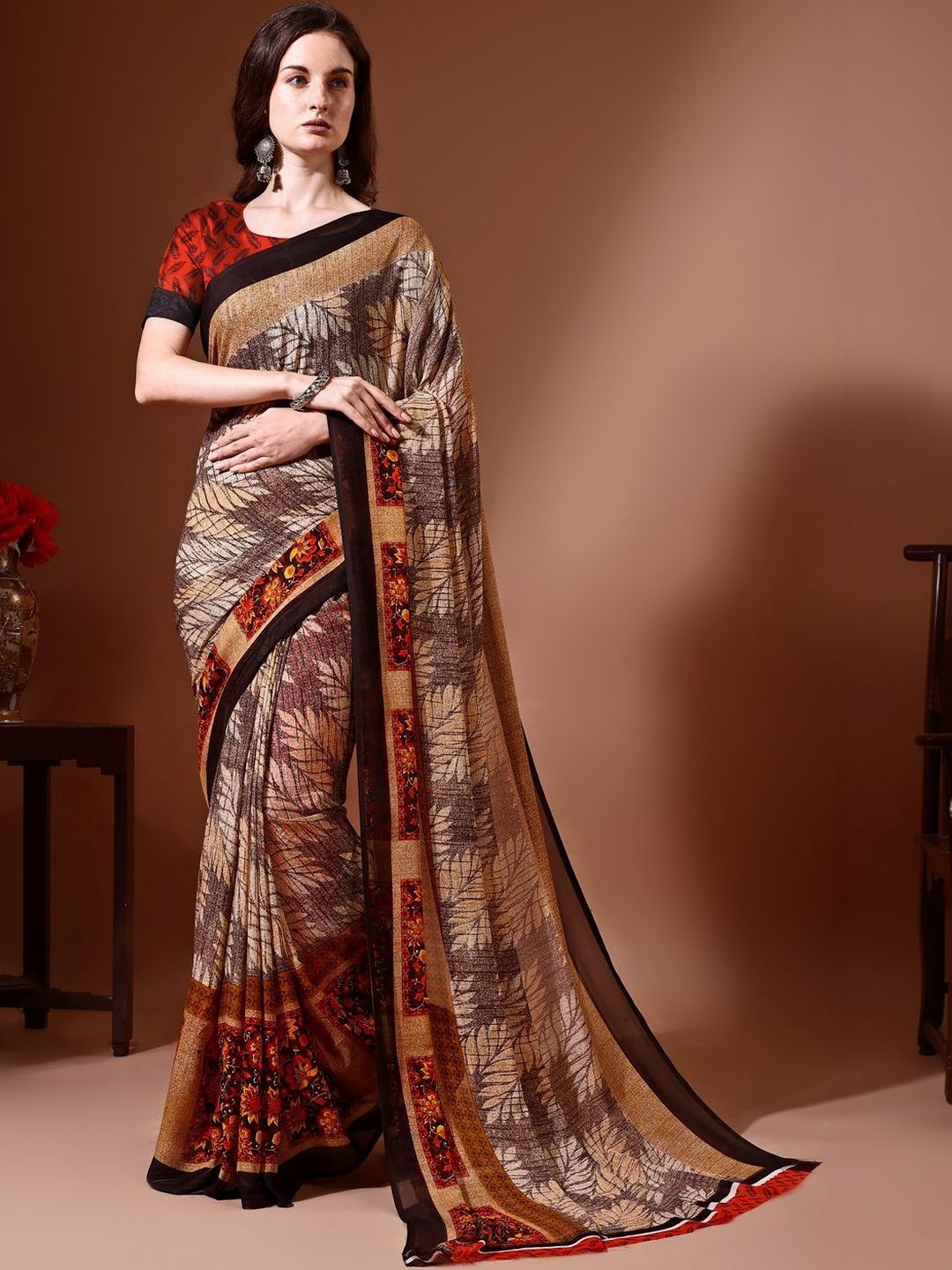 SZN Floral Poly Georgette Saree-picture-10