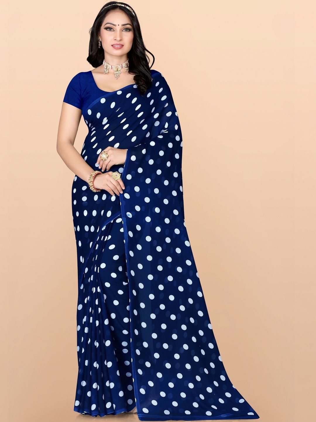 SZN Polka Dot Poly Georgette Saree-picture-35