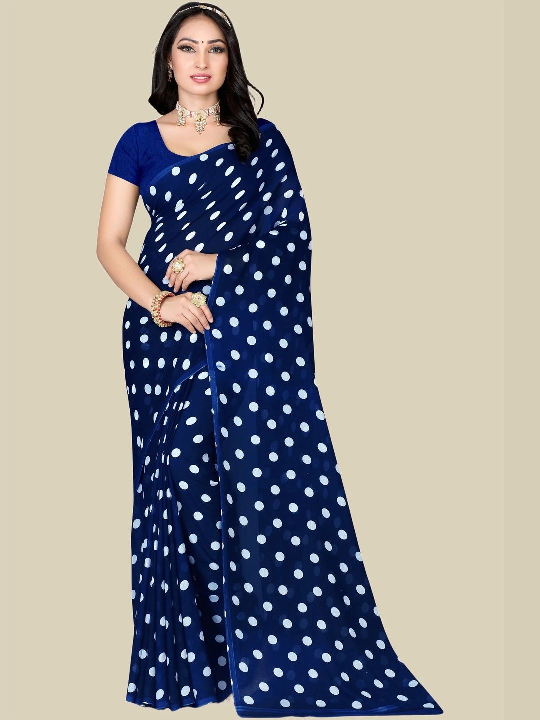 SZN Polka Dot Poly Georgette Saree-picture-37
