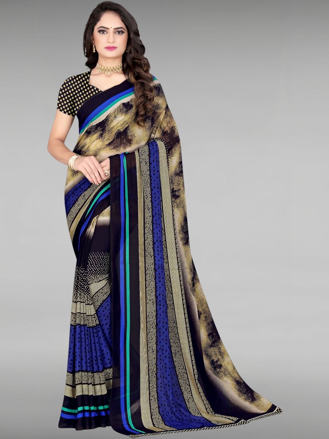 SZN Striped Poly Georgette Saree-picture-20