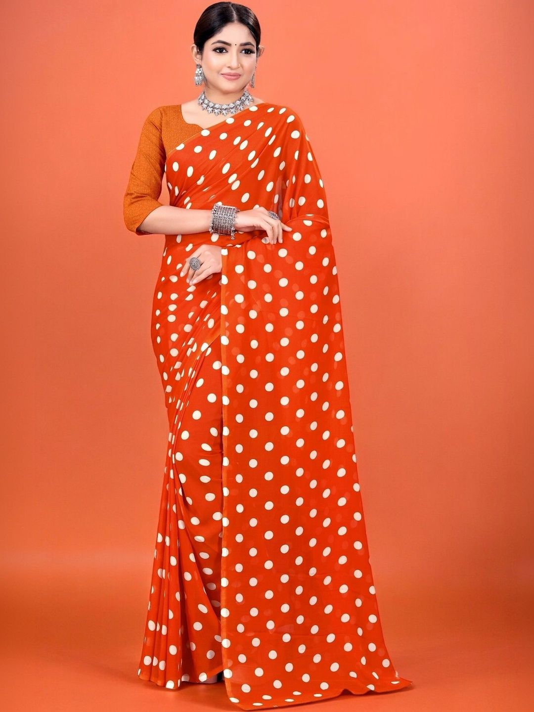 SZN Polka Dot Poly Georgette Saree-picture-34