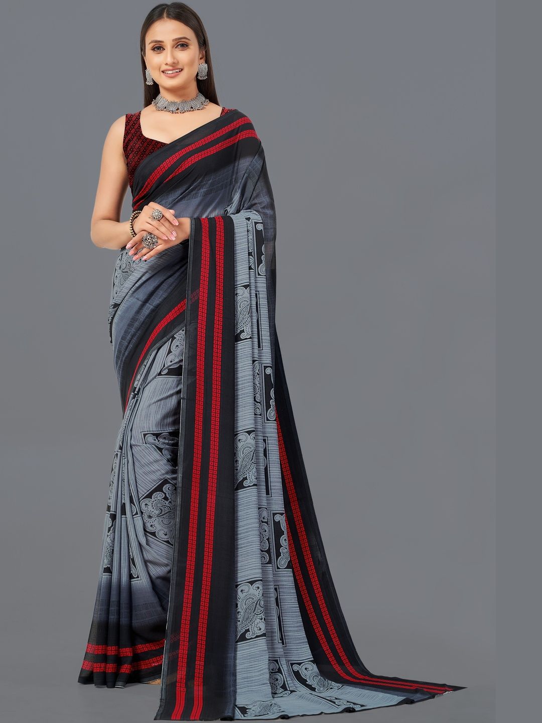 SZN Ethnic Motifs Poly Georgette Saree-picture-22