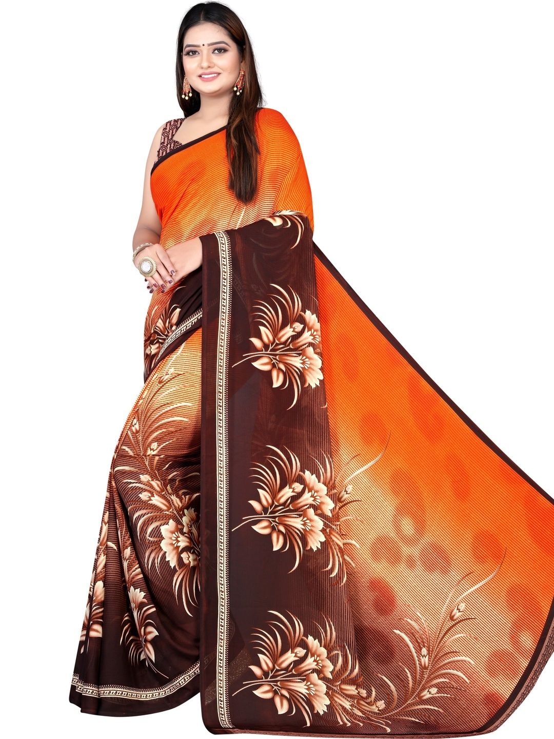 SZN Floral Poly Georgette Saree-picture-34