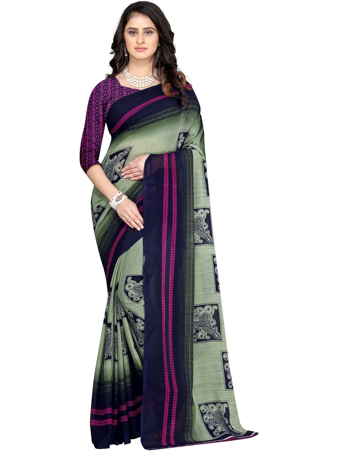SZN Ethnic Motifs Poly Georgette Saree-picture-13