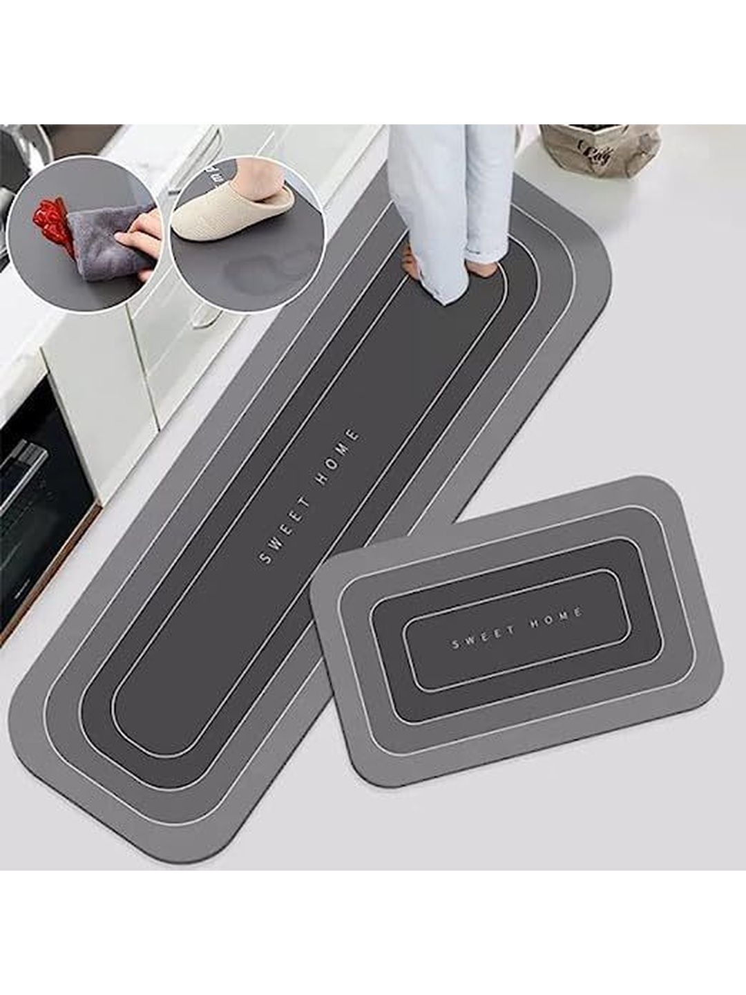 FAVRIA Grey Printed Anti-Skid 2-Pcs Kitchen Mats-image-37