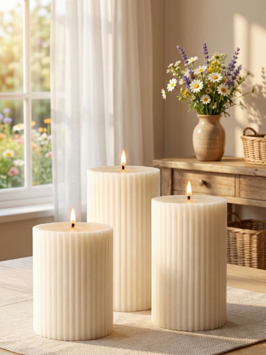 SERAAF White & Cream-Coloured Pillar Candle-image-38