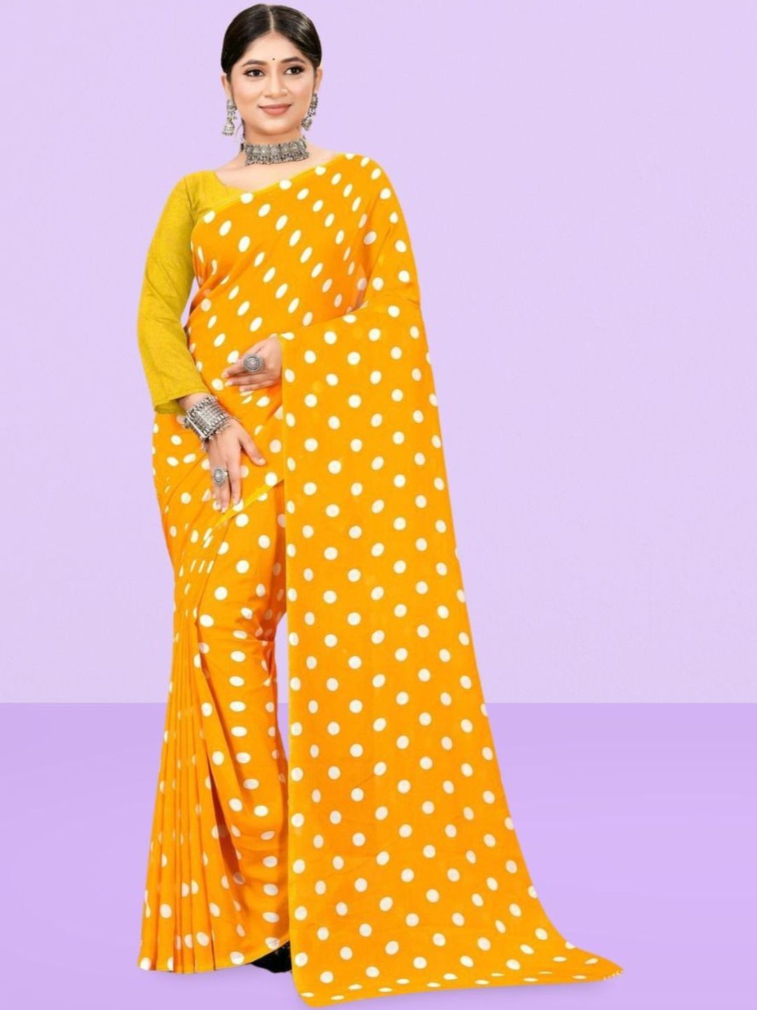 SZN Polka Dot Poly Georgette Saree-picture-14