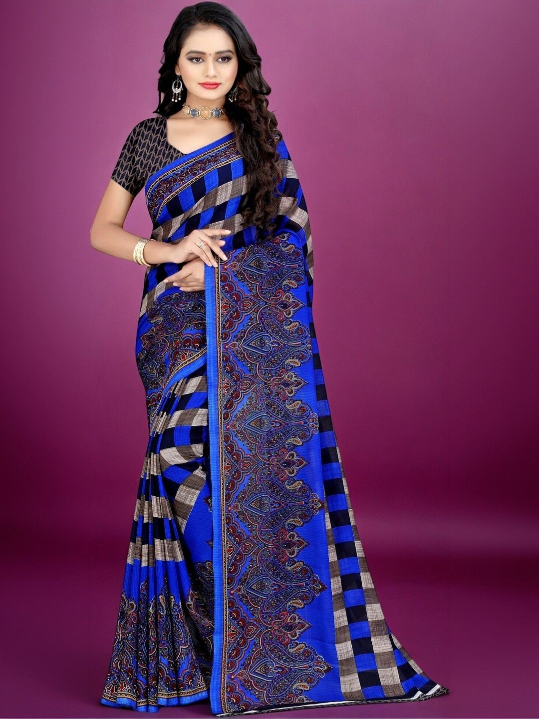 SZN Paisley Poly Georgette Saree-picture-53