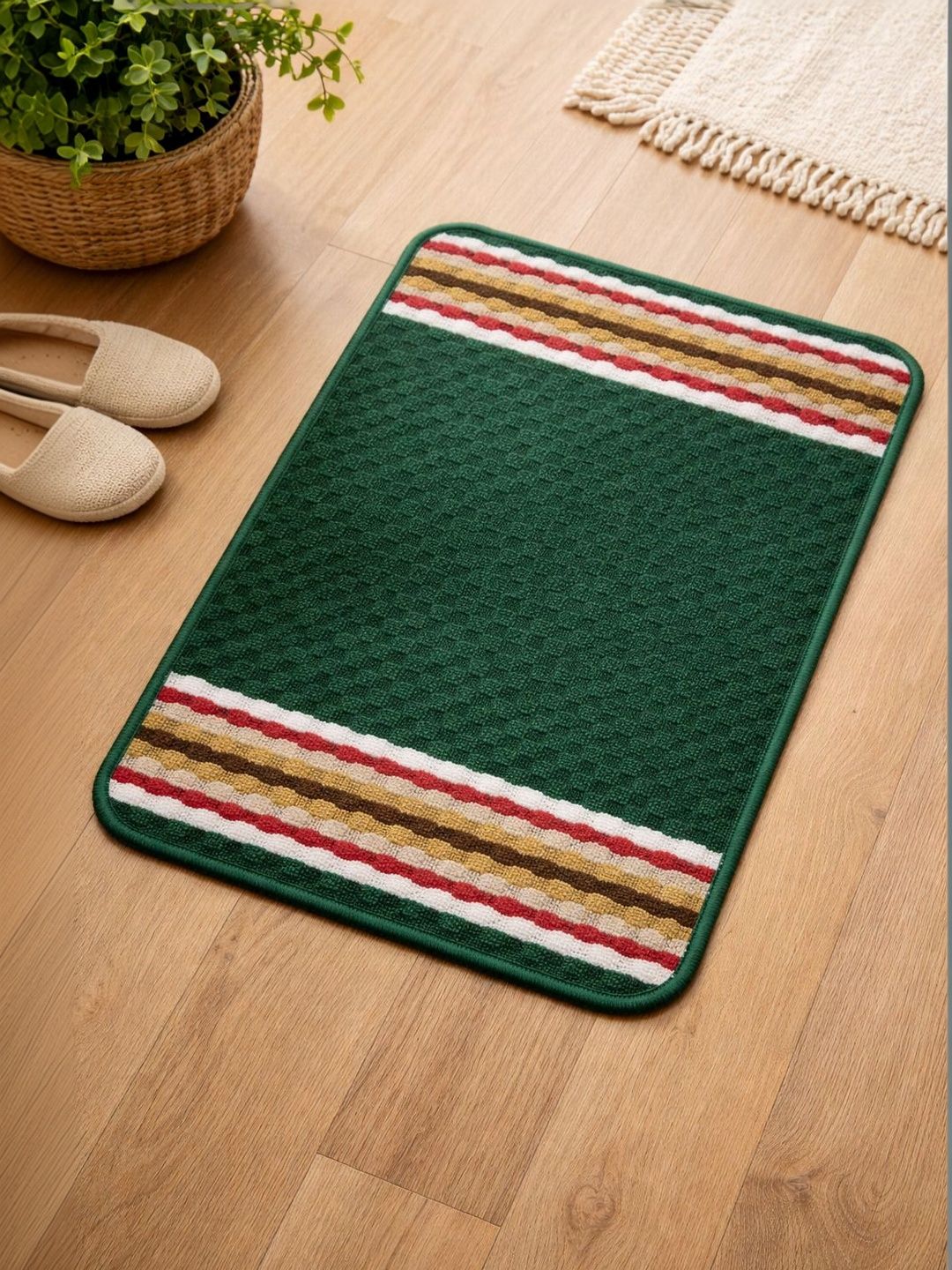 GEET CREATIONS Green Self-Designed Anti-Skid Doormat-image-29