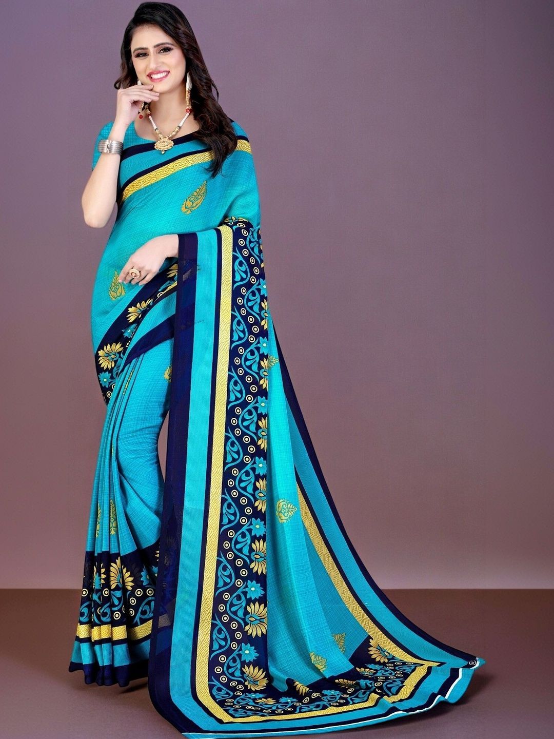SZN Floral Poly Georgette Saree-picture-35