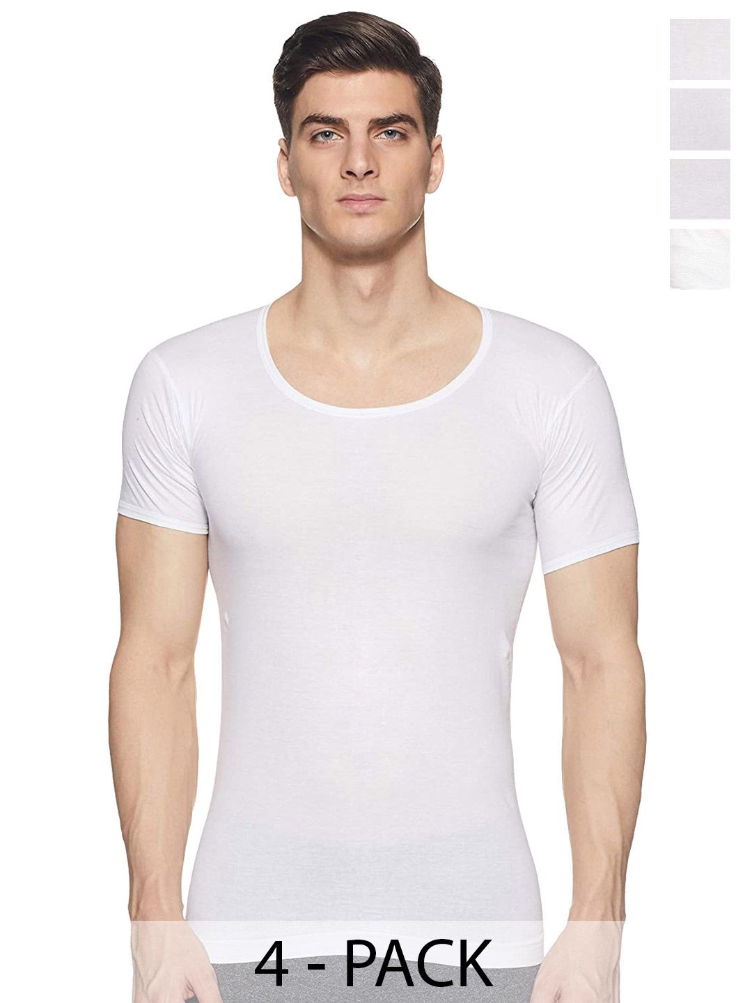 Rupa Jon Pack Of 4 Round Neck Pure Cotton Undershirt Vests-picture-42