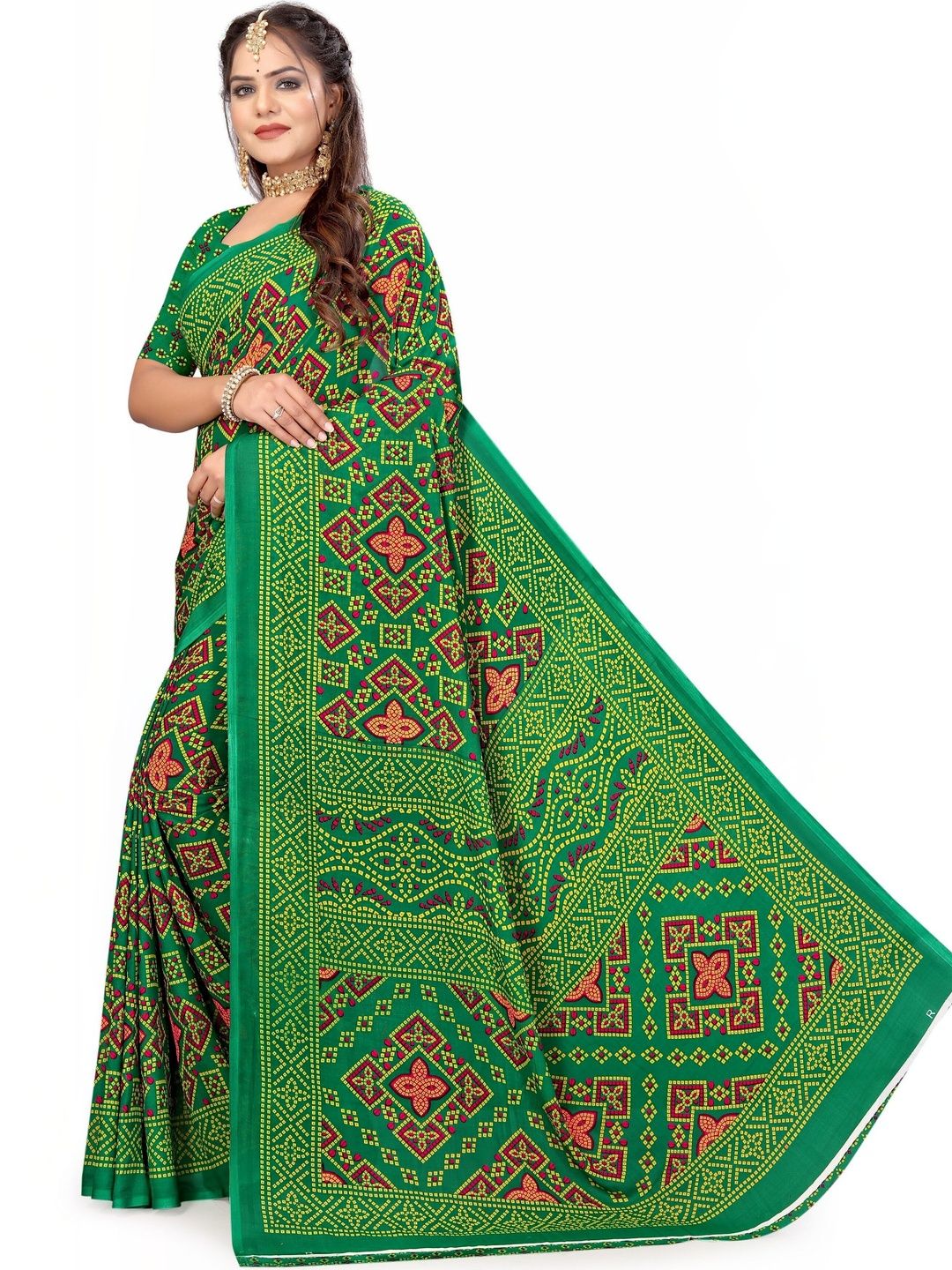 SZN Poly Georgette Bandhani Saree-picture-15