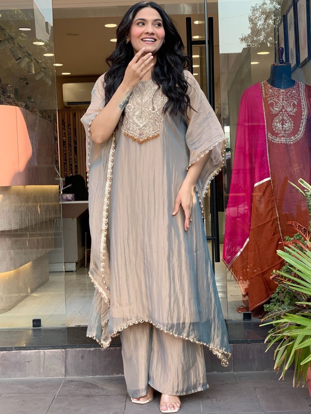 GoSriKi Women Embroidered Regular Thread Work Kurta with Palazzos-picture-58