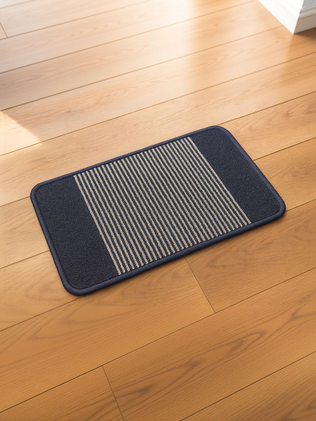 GEET CREATIONS Navyblue & White Striped Anti-Skid Doormat-image-19