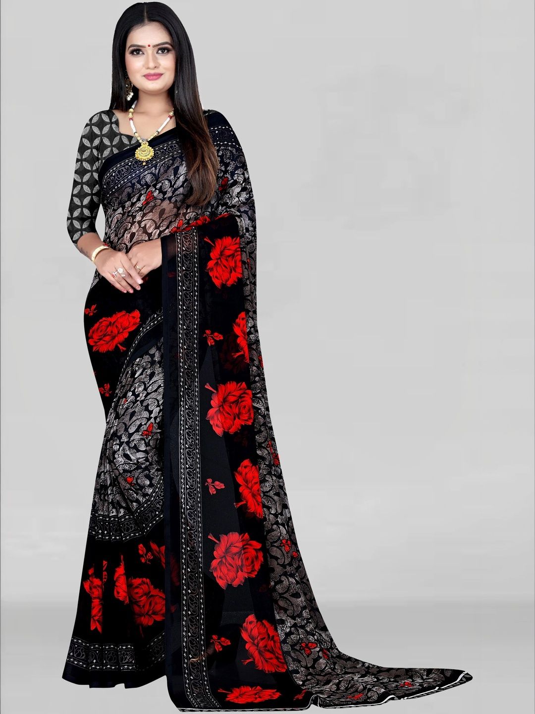 SZN Floral Poly Georgette Saree-picture-56