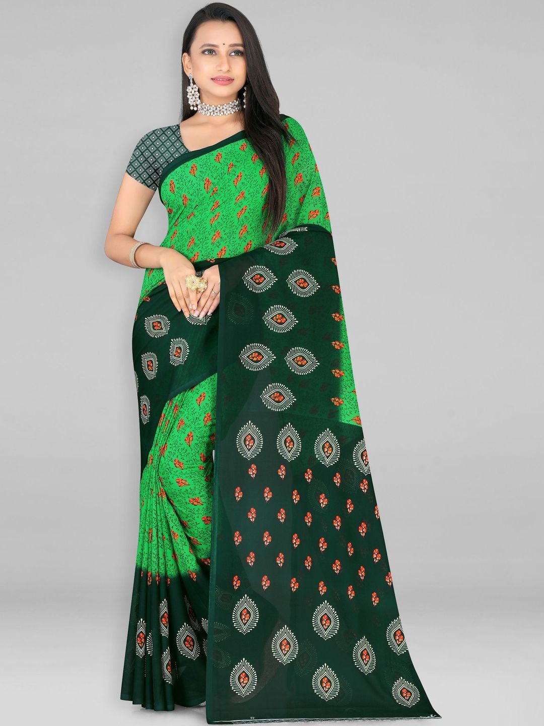 SZN Floral Poly Georgette Saree-picture-25