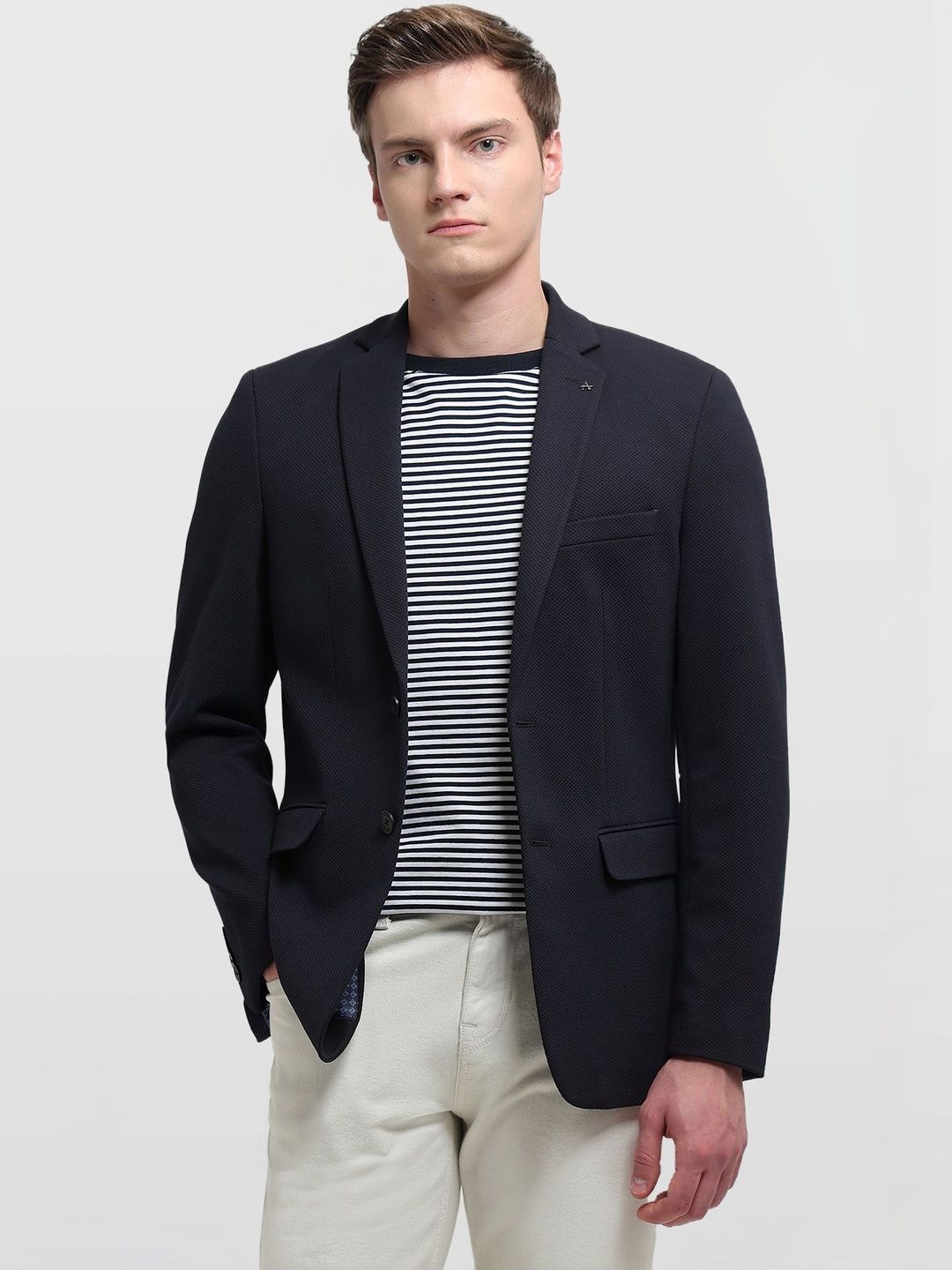 Arrow Self Design Notched Lapel Single-Breasted Slim Fit Casual Blazers-picture-28