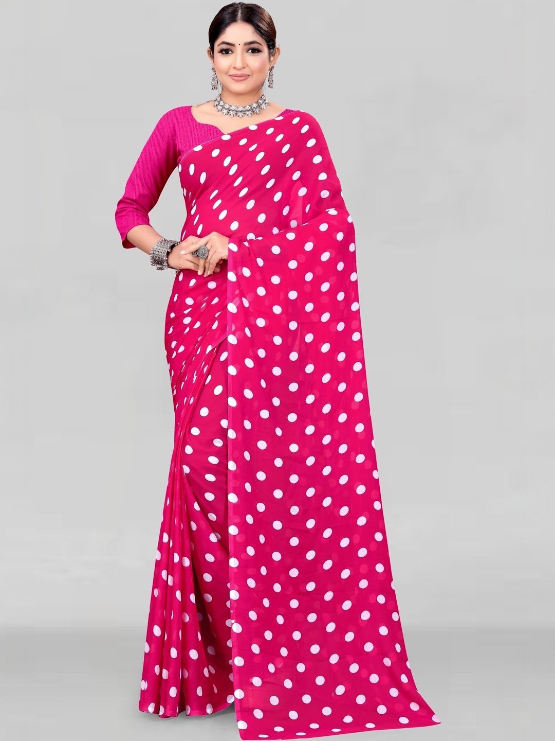 SZN Polka Dot Poly Georgette Saree-picture-33