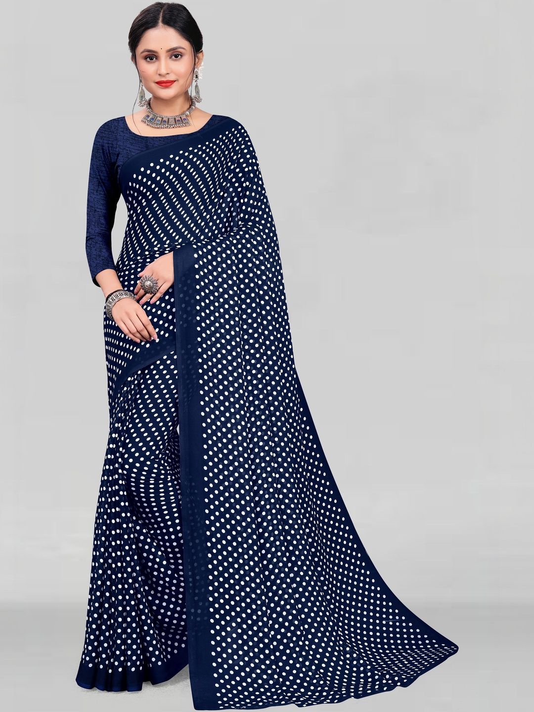 SZN Polka Dot Poly Georgette Saree-picture-31