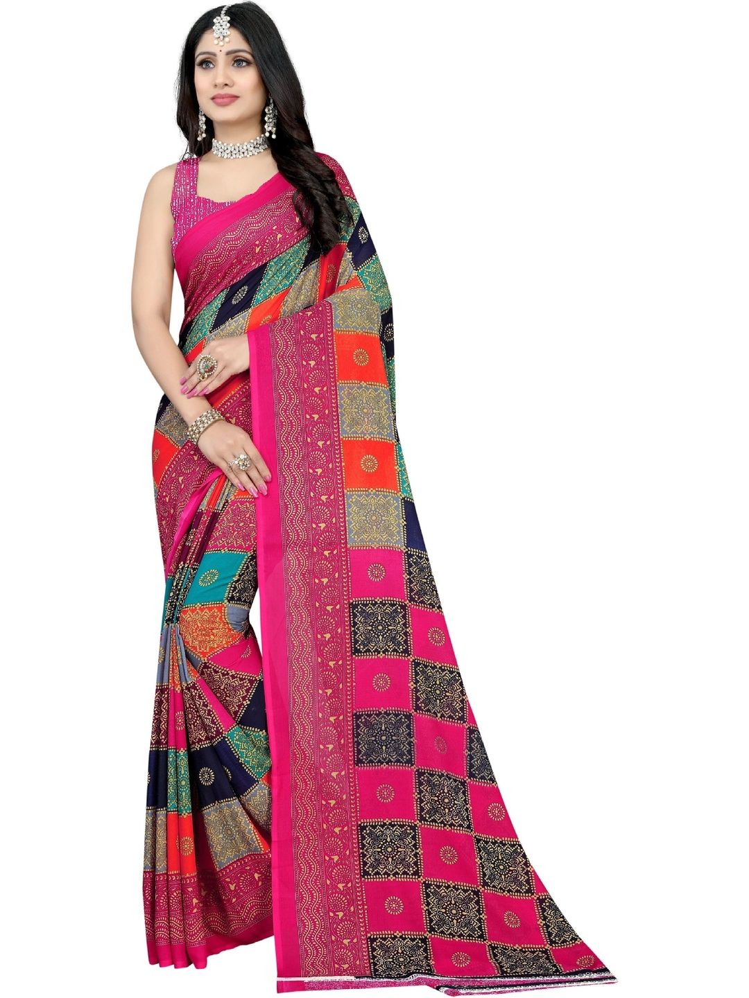 SZN Ethnic Motifs Poly Georgette Saree-picture-11
