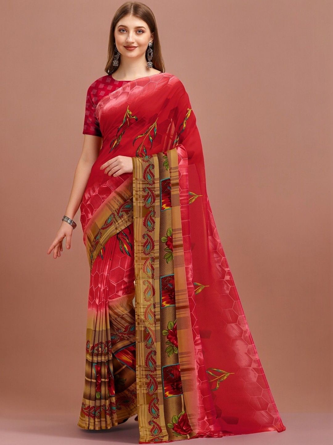 SZN Floral Poly Georgette Saree-picture-20
