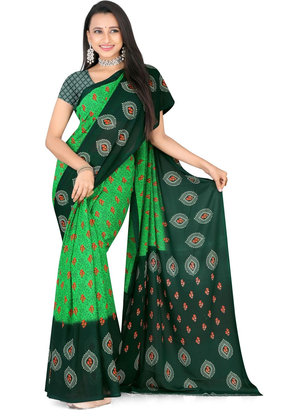 SZN Ethnic Motifs Poly Georgette Saree-picture-39