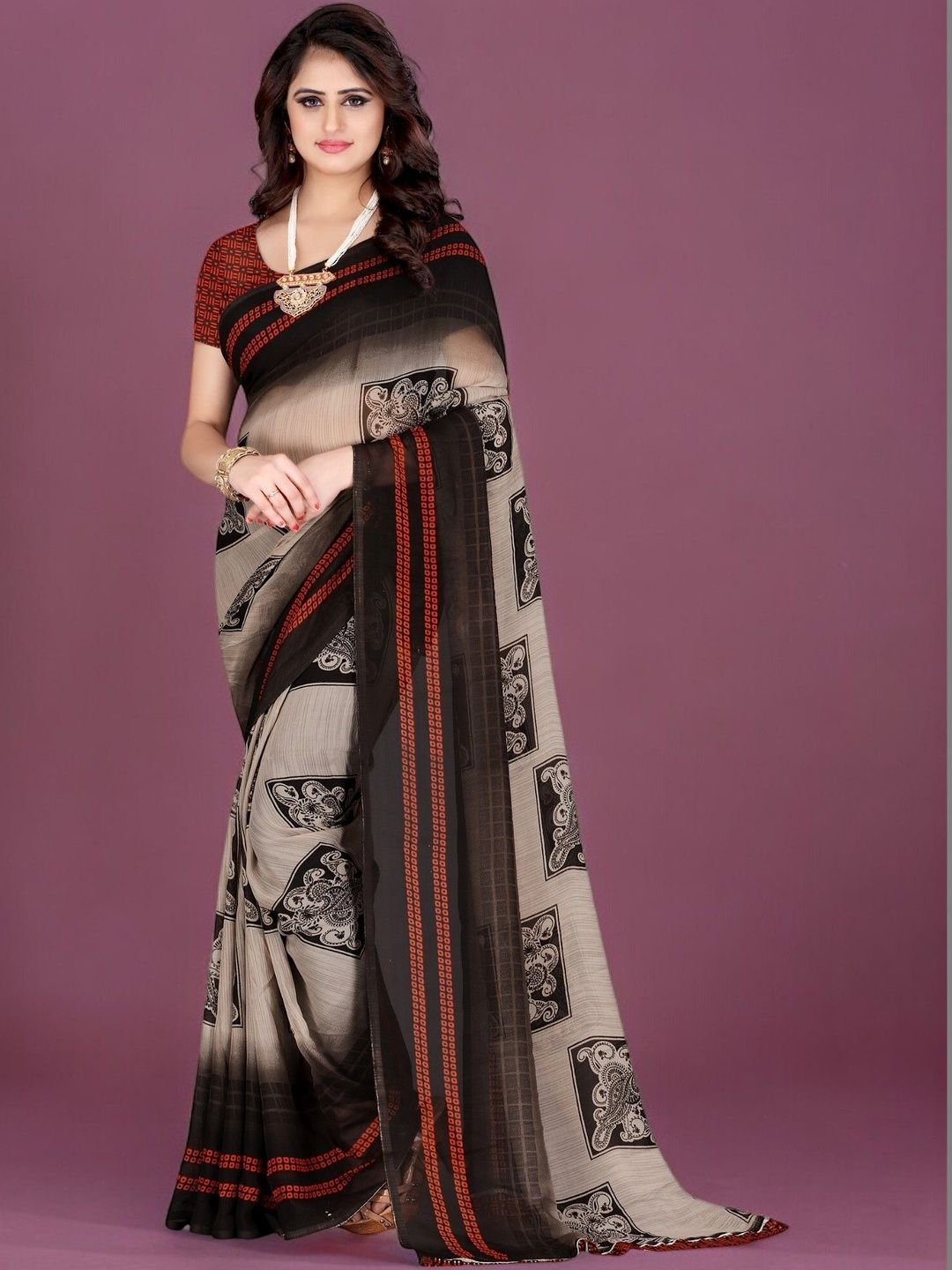 SZN Ethnic Motifs Poly Georgette Saree-picture-10
