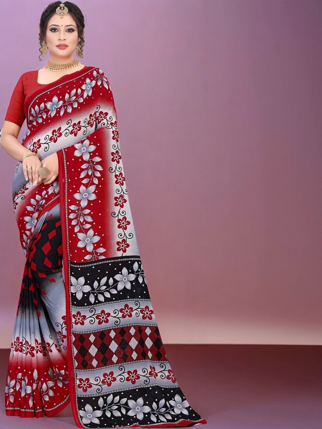 SZN Floral Poly Georgette Saree-picture-58