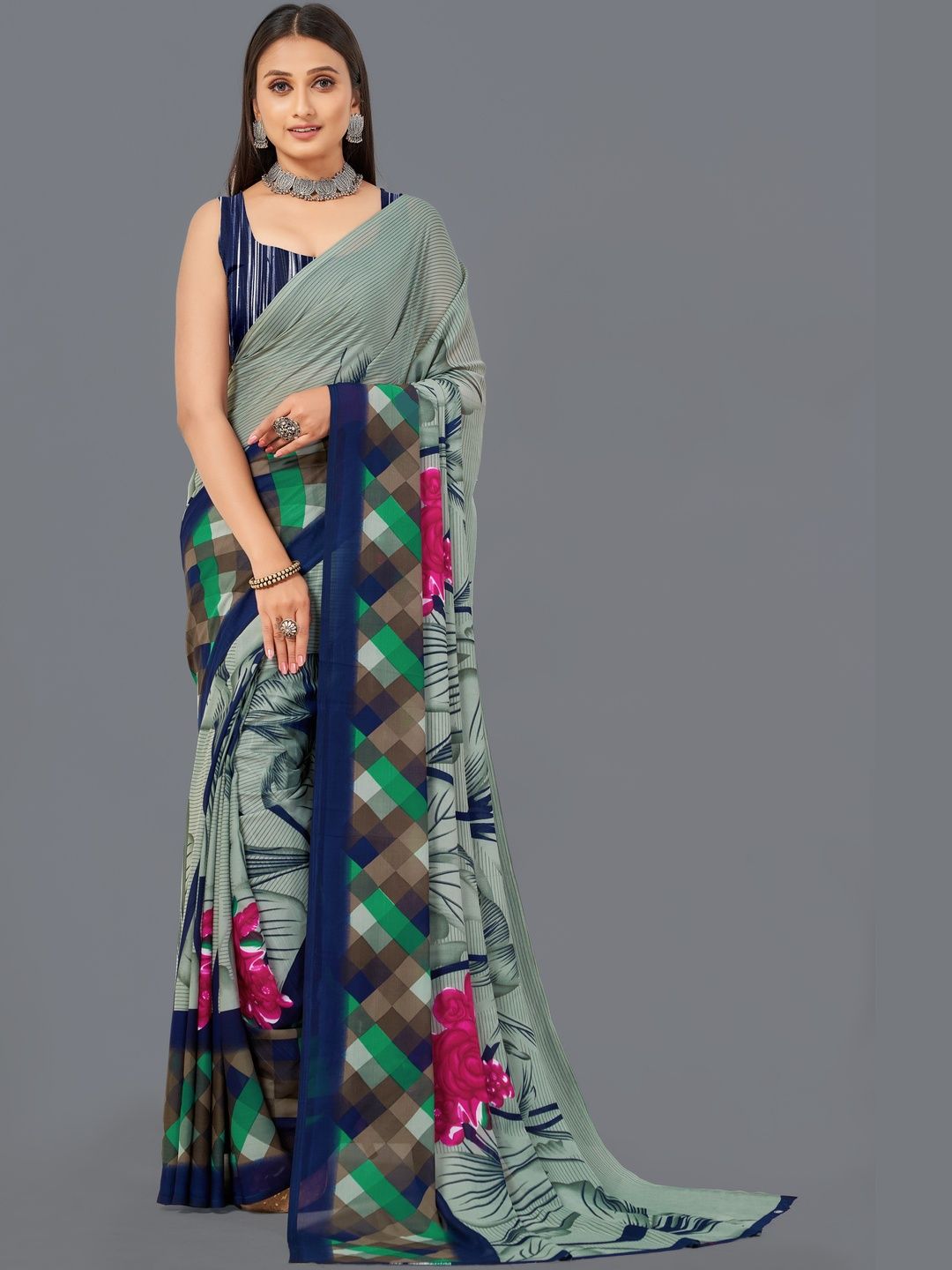 SZN Floral Poly Georgette Saree-picture-24