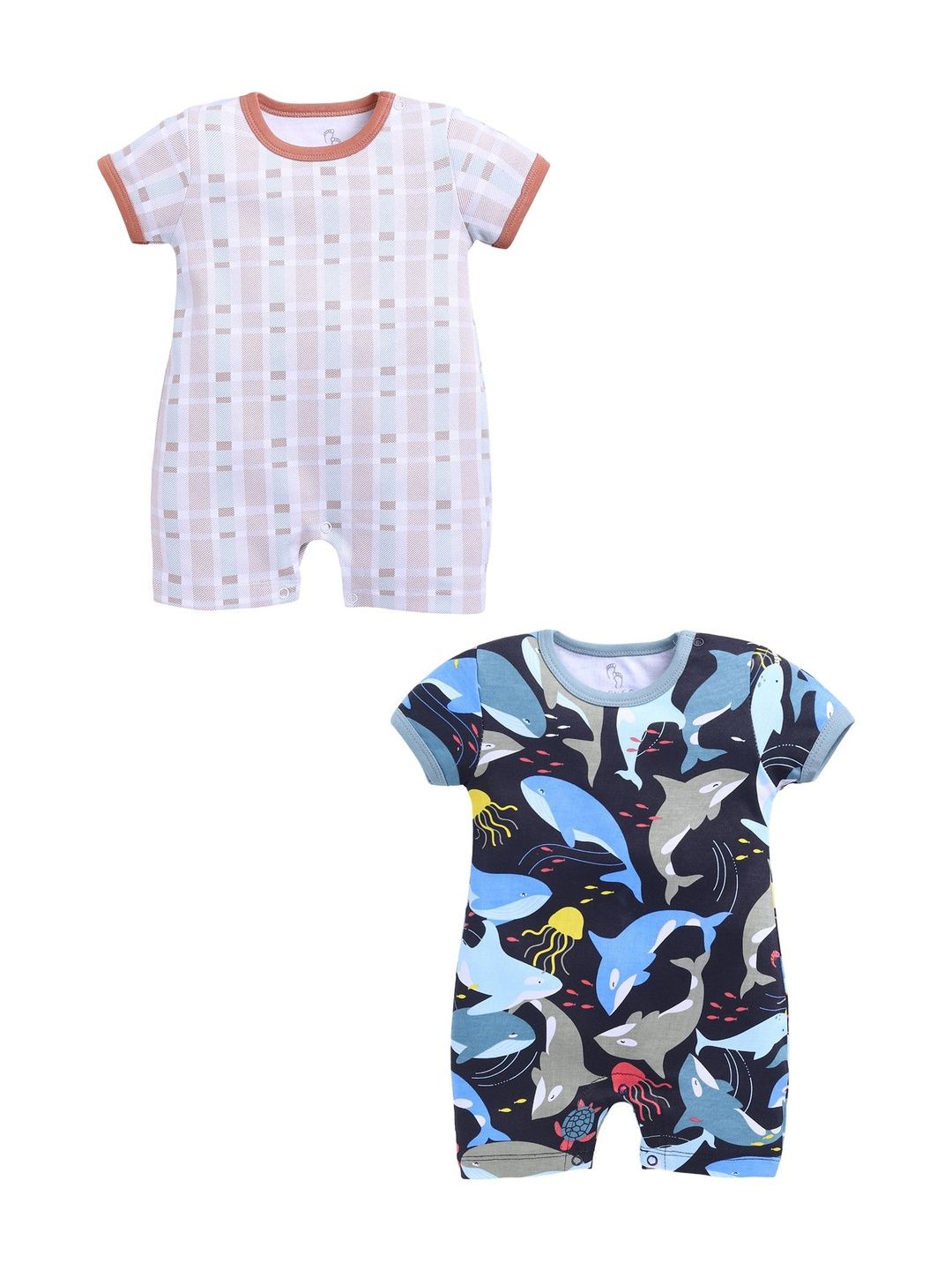 BABY GO Infants Boys Pack of 2 Printed Rompers-picture-24