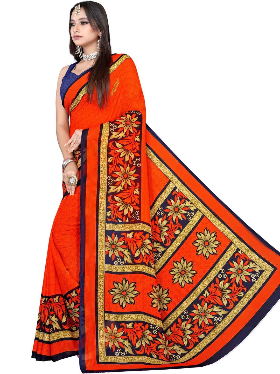 SZN Floral Poly Georgette Saree-picture-41