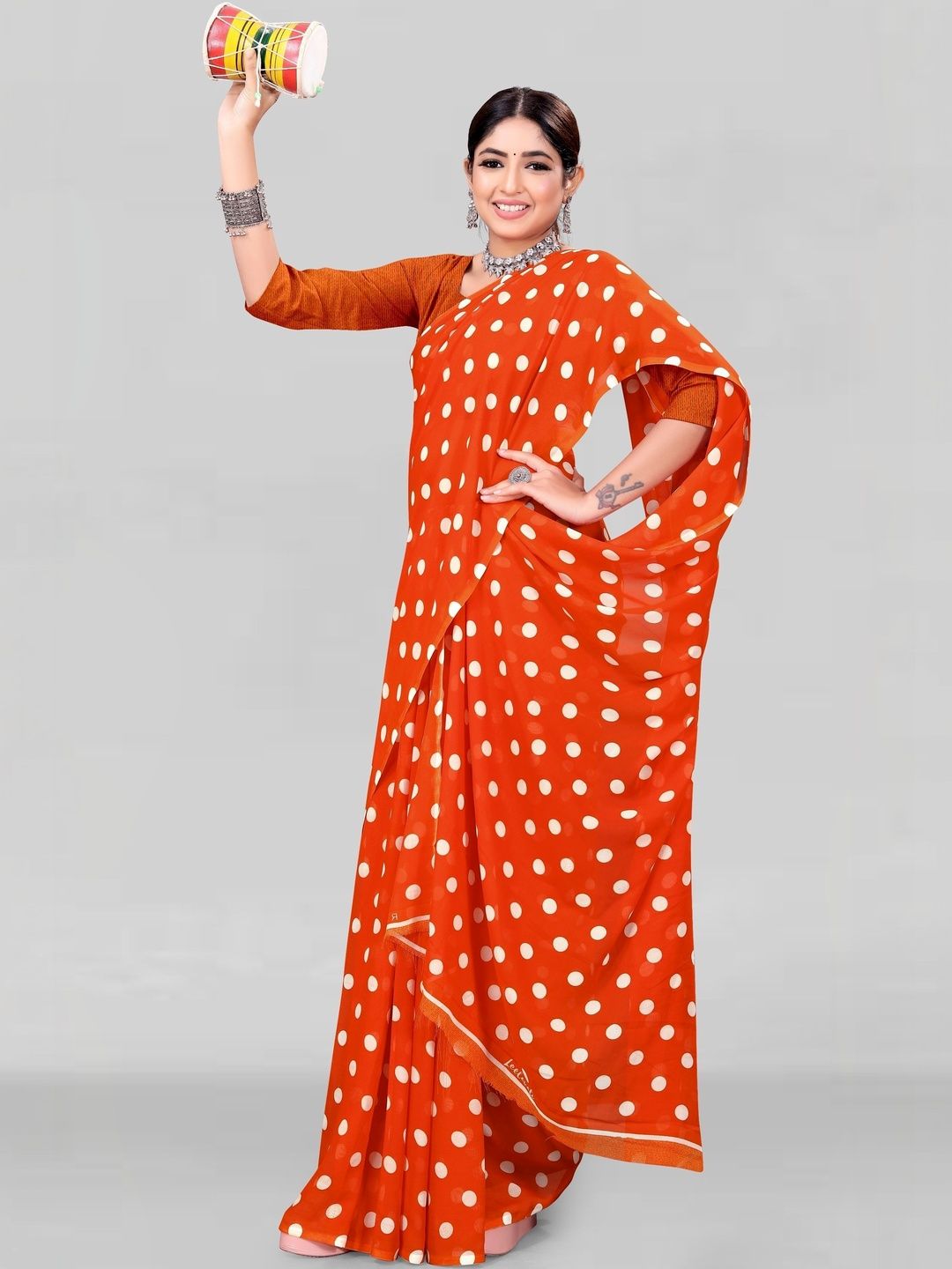 SZN Polka Dot Poly Georgette Saree-picture-33