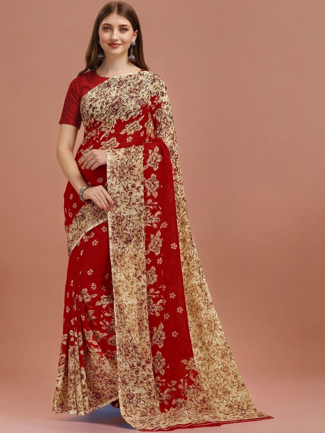 SZN Floral Poly Georgette Saree-picture-30